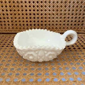 Square Milk Glass Candy Dish with Handle